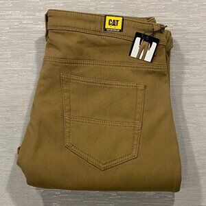CAT Caterpillar Work Pants Mens 38 x 32 Brown Canvas Fleece Lined Insulated
